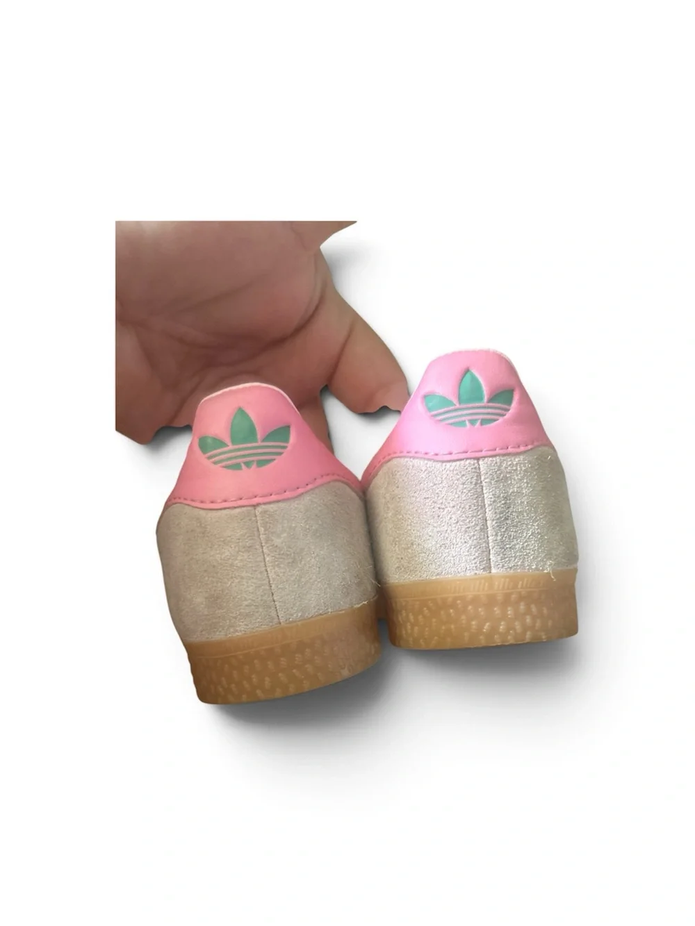 Adidas Pink Suede Kids Sneakers with Mint Stripes